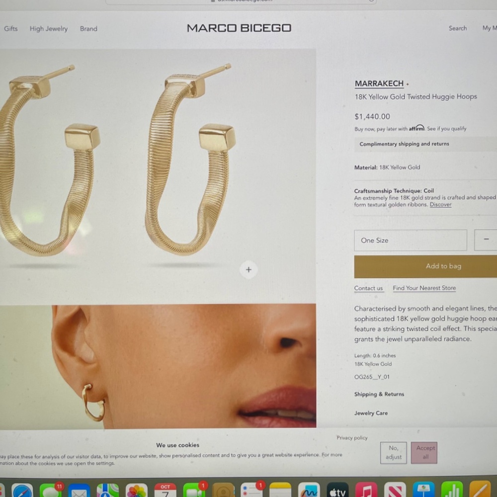 MARCO BICEGO Marrakech 18K Yellow Gold Twisted Huggie Hoops - Picture 3 of 5
